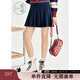 紫涵高腰A字百褶短裙女冬季文藝森系風(fēng)百搭純色半身JK裙 黑藏青 M
