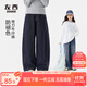 左西女童牛仔褲防褪色兒童彎刀褲2025新款大童秋裝褲子 深牛仔色 160