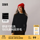 森馬（Semir）100%美利奴純色羊毛衫女2024冬新款半高領(lǐng)正肩氣質(zhì)打底衫可機(jī)洗 黑色調(diào)00499 M /160/84A