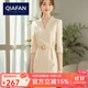 恰凡（QIAFAN）2025春季新款法式正式場合氣質(zhì)獨特超好看職業(yè)女神西裝連衣裙女士 杏色 S  100斤以內(nèi)