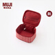 無(wú)印良品（MUJI）再生聚酯纖維化妝包 居家 旅行 化妝品收納 便攜 洗漱包 新品 方型 紅色格紋