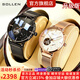 梭倫（SOLLEN）十大品牌名表情侶款手表一對全自動(dòng)機械表國腕表送男女友生日禮物 305X全黑/418玫金【加強升級版】