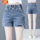 婍妡松緊腰牛仔短褲女2025夏季新款韓版顯瘦闊腿高腰薄款a字熱褲 藍色9優(yōu)質(zhì)彈力面料 30 (建議120-130斤 )