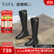 他她（TATA）時(shí)裝靴騎士靴女靴子大筒圍真皮長(cháng)筒靴加絨高靴冬7TG84DG4 黑色（單里）-7TG84 37