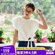 Olrain【別致泡泡袖短袖T恤】夏季女裝設(shè)計(jì)感上衣女裝衣服t恤衫小衫 白色 M