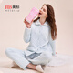 美標秋冬新款三層夾棉純棉睡衣套裝女可外穿保暖軟棉棉可愛(ài)卡通家居服 云朵藍 （三層夾棉） M （160/84A）