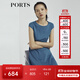 PORTS寶姿商場(chǎng)同款新品女裝氣質(zhì)純色修身短袖連衣裙LL8N021RWE005 灰燼藍(lán) L (8)