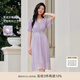 珂萊蒂爾【玫瑰裙】2025夏季新款減齡收腰短袖連衣裙女優(yōu)雅氣質(zhì)長裙 淡紫 M