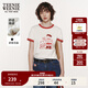 Teenie Weenie小熊短袖T恤女2025年夏季新款活力撞色印花圓領(lǐng)T恤上衣女 象牙白 M