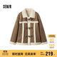 森馬（Semir）外套女牛角扣翻領(lǐng)寬松文藝2024冬季仿麂皮仿兔毛夾克109724108011