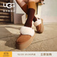 UGG秋季新款女士厚底LOGO松緊帶懶人毛毛鞋1113474CHE|栗色37