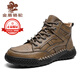金盾駱駝馬丁靴男大碼男鞋冬季高幫男靴潮皮靴子保暖休閑鞋男防水加絨棉鞋 92003卡其單鞋 42