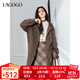 LAGOGO含羊毛復古雙面呢大衣女拉谷谷2024年冬季新中長(cháng)款連帽外套 駝色 L