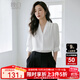 晚白【新品】亞麻V領(lǐng)襯衫女2025秋款輕熟風(fēng)小衫顯瘦通勤襯衣女 米白色 L