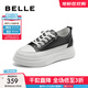 百麗（Belle）小白鞋女鞋商場(chǎng)款厚底增高一腳蹬單鞋透氣休閑鞋U8N1DAM3預售 黑色 38 (240mm)