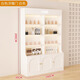 化妝品展示柜產(chǎn)品美容院美甲陳列柜子玻璃門(mén)護膚品置物架多層貨架 140*30*200【浮雕門(mén)】奶油白色