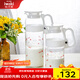 怡萬(wàn)家（iwaki）冷水壺茶具耐熱玻璃涼水壺家用大容量玻璃杯果汁壺 【夢(mèng)幻白】1.3L+0.8L