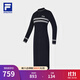 FILA 斐樂(lè )官方女子編織連衣裙冬季新品休閑健身運動(dòng)修身裙子長(cháng)裙 傳奇藍-NV L