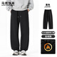 馬克華菲重磅加絨休閑褲男款秋冬季潮牌彎刀褲高級感垂感衛褲子厚 黑色 XL