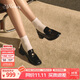 73Hours章若楠同款女鞋風(fēng)笛樂(lè )章2025新款金幣樂(lè )福鞋粗跟小皮鞋時(shí)尚