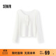 森馬（Semir）長(cháng)袖T恤女秋季兩面穿U領(lǐng)木耳邊蝴蝶結修身2025小性感10A525101003
