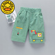G.duck男童七分褲夏薄款外穿寶寶褲子透氣小童純棉休閑中褲兒童洋氣中褲 橄欖綠吊車(chē)七分褲 110 cm碼適合90-100cm年齡3-4歲