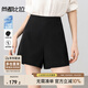 尚都比拉小個子通勤休閑褲女夏季高腰顯瘦闊腿褲氣質小短褲 黑色 L