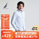 諾帝卡（NAUTICA）【單件直降】男裝25春夏季新款細條紋牛津紡長(cháng)袖襯衫男WO5101 山泉藍42F L