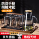 WCZ德國玻璃杯套裝家用客廳6個耐高溫辦公室泡茶杯耐高溫木柄帶杯架 【胡桃木把】直身+竹木托盤 500ml 6只