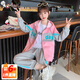 奧特曼童裝女童春秋套裝兒童衣服洋氣中大童連帽開衫衛(wèi)衣休閑兩件套潮 粉色 110 建議100-110cm4-5歲