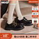 MIO【楊超越同款】米奧春季新款女厚底松糕鞋亮面樂(lè )福鞋單鞋 黑色 36