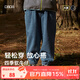 papa爬爬秋季兒童褲子束腳牛仔褲男女寶寶百搭休閑長褲洋氣時髦褲子 中藍色 90 cm
