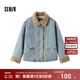 森馬（Semir）牛仔棉服女拼接毛領(lǐng)美式復(fù)古2024冬寬松毛邊夾克街頭潮流 牛仔淺中藍(lán)88601 2XL 175/96A