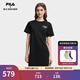 FILA 斐樂(lè)官方女子針織連衣裙2025秋季新款時(shí)尚休閑舒適拼接T恤裙 正黑色-BK XL 175/92A/XL