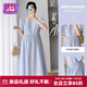 婧麒（JOYNCLEON）孕婦連衣裙夏款2025新款女氣質(zhì)夏季哺乳裙子寬松孕婦夏裝長(cháng)裙 淺藍【紐扣可哺乳】Jly22130 L