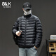 班尼路（Baleno）S&K90白鴨輕薄羽絨服男冬季2025新款潮牌大碼保暖男士外套短款 黑色 L 碼適合125-145斤
