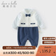 戴維貝拉新生兒爬服男寶寶紳士風(fēng)連體衣嬰幼兒春裝哈衣