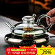 高茗輕奢財鼠壺下午茶北歐風(fēng)創(chuàng  )意蒸煮茶具套裝耐熱玻璃花茶煮茶壺 富庶壺+詩(shī)園爐 550ml
