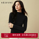詩(shī)凡黎（'SEIFINI）【打底王者鈴蘭花】詩(shī)凡黎木耳邊半高領(lǐng)針織衫25秋新款薄款毛衣女 黑色 L