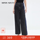 MISS SIXTY牛仔褲女拼接直筒寬松百搭休閑個(gè)性設(shè)計(jì)感 黑灰 M