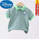 迪士尼（Disney）polo衫男童短袖T恤帥氣兒童有領(lǐng)上衣寶寶條紋短袖衣服夏季薄款 【綠色條紋】 130 適合身高120CM左右
