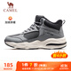 駱駝（CAMEL）加絨男鞋高幫休閑父親秋冬保暖棉鞋 K14C36L3635 中灰/黑 42