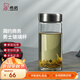 希諾（HEENOOR） 玻璃杯男士大容量單層透明加厚泡茶水杯商務(wù)便攜家用帶蓋杯子 本色390ml