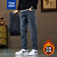 唐獅保暖鎖溫冬季男裝直筒褲男韓版百搭簡(jiǎn)約牛仔褲男長(cháng)褲 藍灰 29
