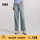 森馬（Semir）森柔牛仔|牛仔褲女抓毛寬松闊腿褲冬季女士做舊長(cháng)褲103724124001A