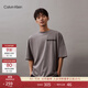 Calvin Klein Jeans夏季男女情侶中性休閑ck分割印花純棉寬松短袖T恤J400212 PFR-鴿子灰 M （推薦135-150斤）
