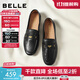 百麗（Belle）秀氣樂(lè )福鞋女2025秋新商場(chǎng)同款質(zhì)感羊皮通勤樂(lè )福鞋E3C1DCA5 黑色 39