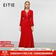 愛(ài)特愛(ài)（EITIE）氣質(zhì)V領(lǐng)手工釘鉆魚(yú)尾禮服連衣裙2025秋冬新款輕奢宴會(huì )女裝7977619 蒲粉66 2XL (175)