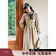 紫涵文藝撞色毛織領(lǐng)連衣裙女年冬季復古休閑風(fēng)高腰中長(cháng)裙 卡其 S