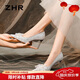 ZHR七夕高跟鞋女法式水晶婚鞋女細(xì)跟尖頭蝴蝶結(jié)單鞋女 BQ122銀色37